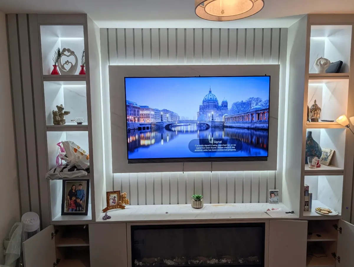 Bespoke media wall and TV installation by Boxit Logistics